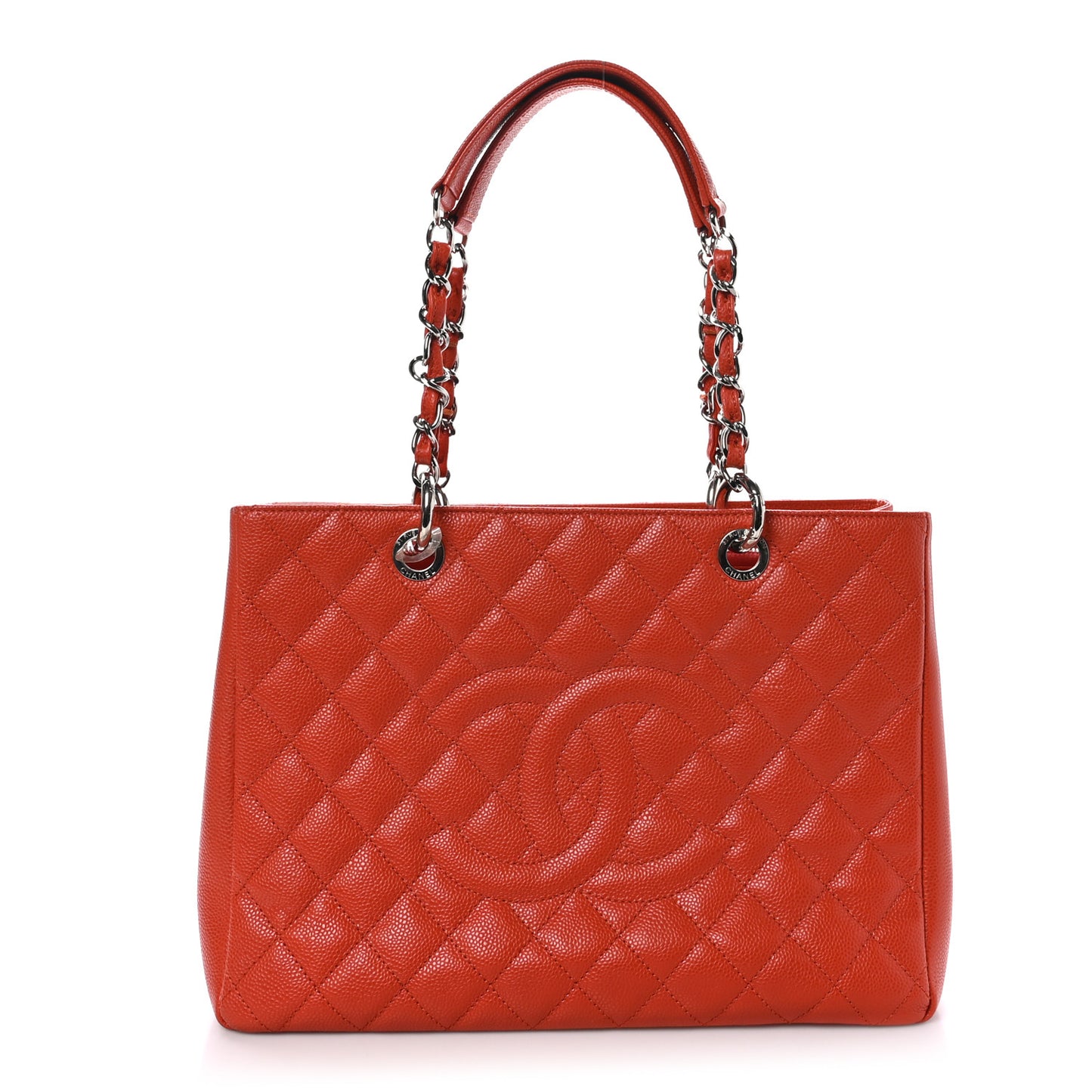 Caviar Quilted Grand Shopping Tote GST Orange