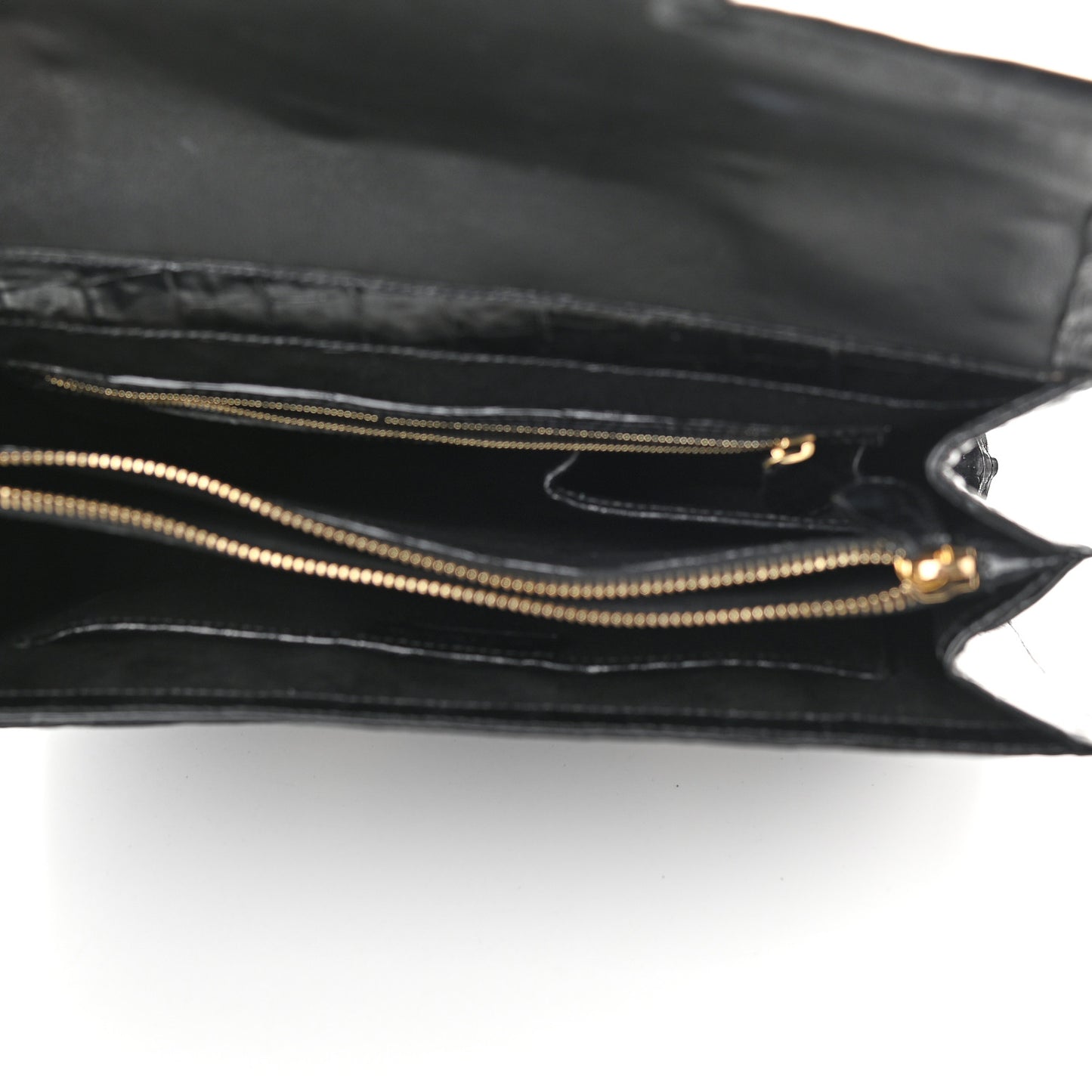 Crocodile Embroidered Birds Bag Black