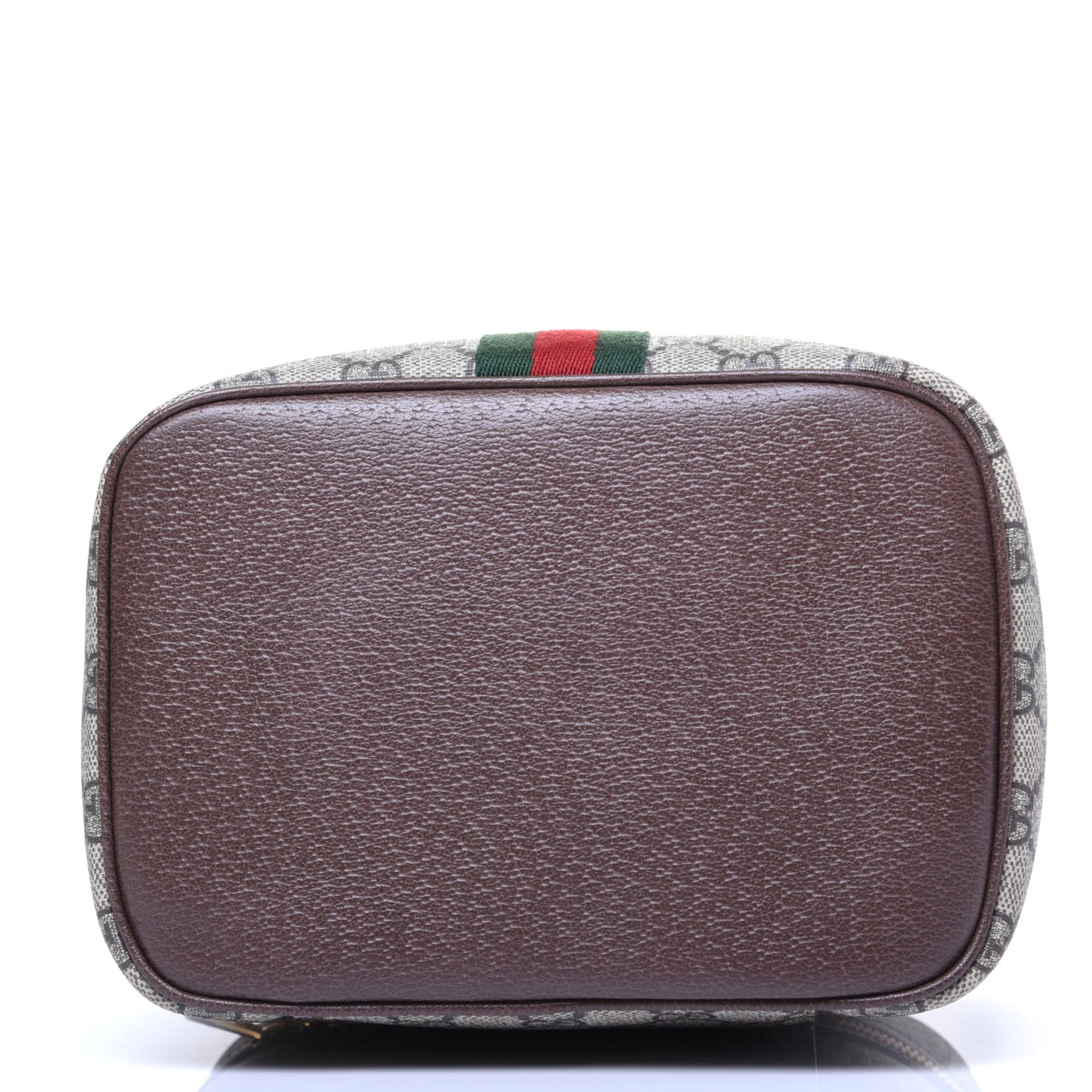 GG Supreme Monogram Textured Calfskin Web Small Ophidia Vanity Cosmetic Case Beige Ebony New Acero