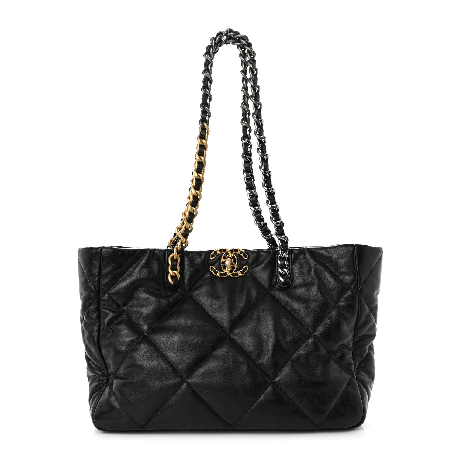 Chanel Lambskin Quilted Chanel 19 East West Shopping Bag Black 1 of 10