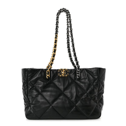 Chanel Lambskin Quilted Chanel 19 East West Shopping Bag Black 1 of 10