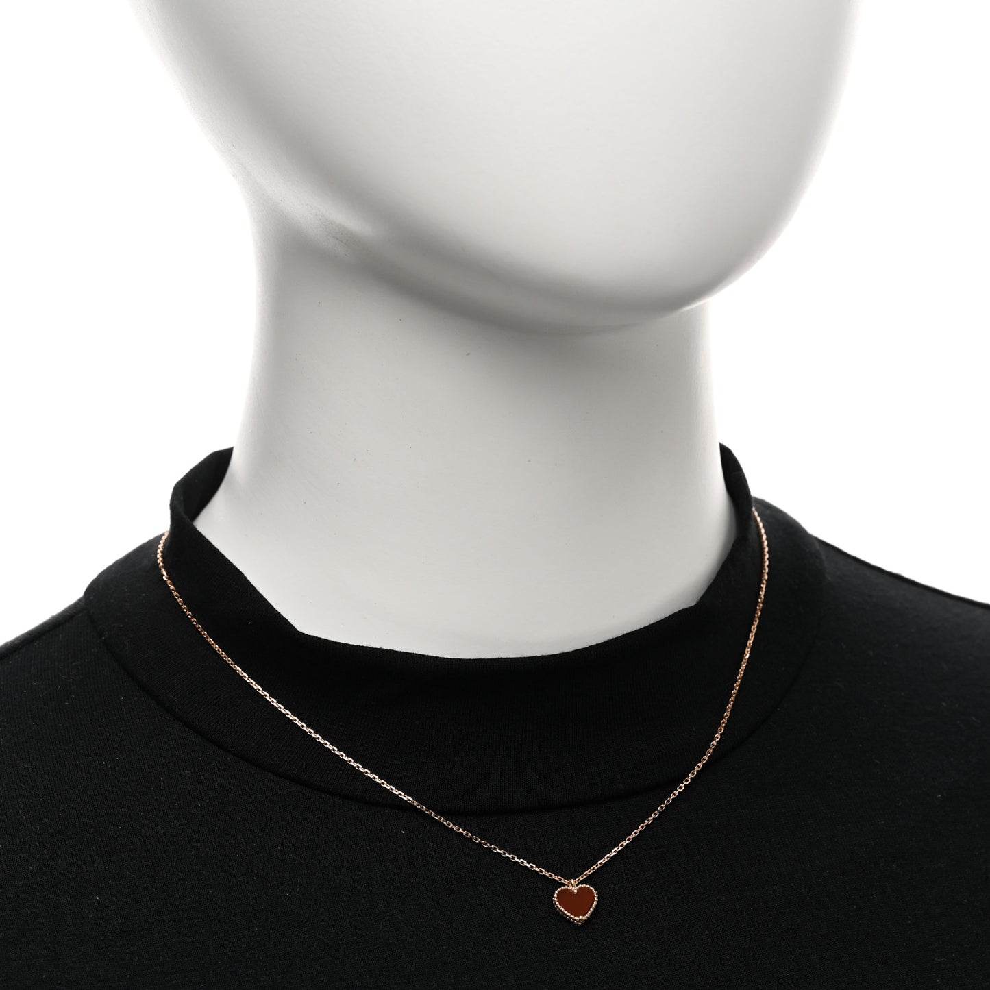 18k Rose Gold Carnelian Sweet Alhambra Heart Pendant Necklace