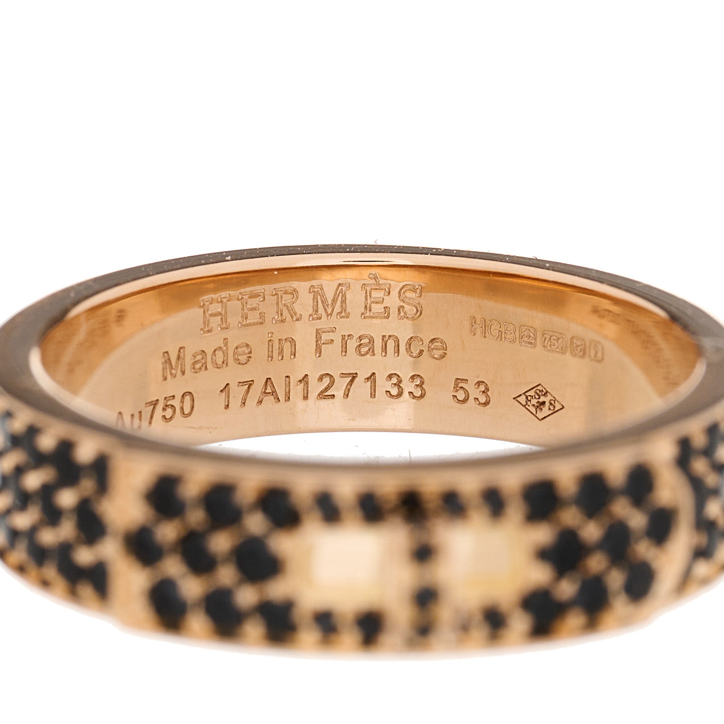 Hermes 18K Rose Gold Black Spinel Kelly Ring 53 6.5 3 of 3