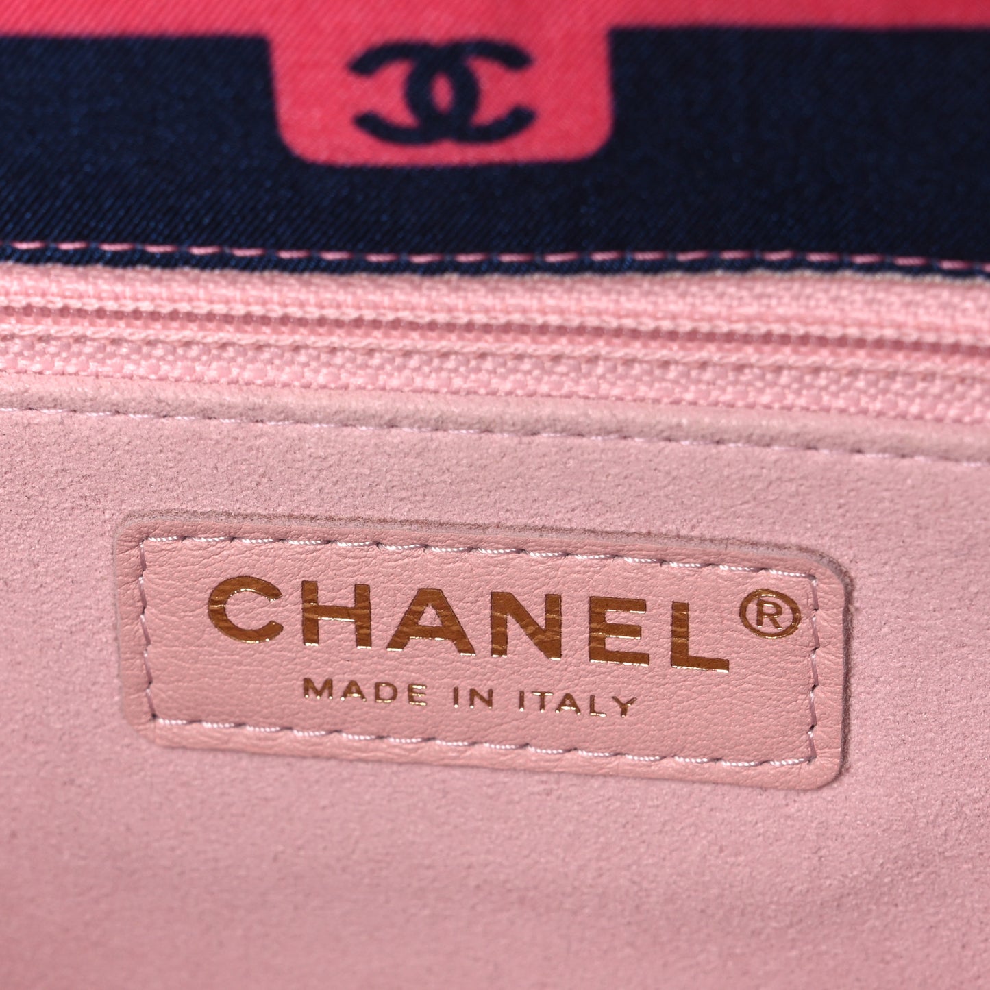 Nylon Printed Medium Flap Pink Navy White