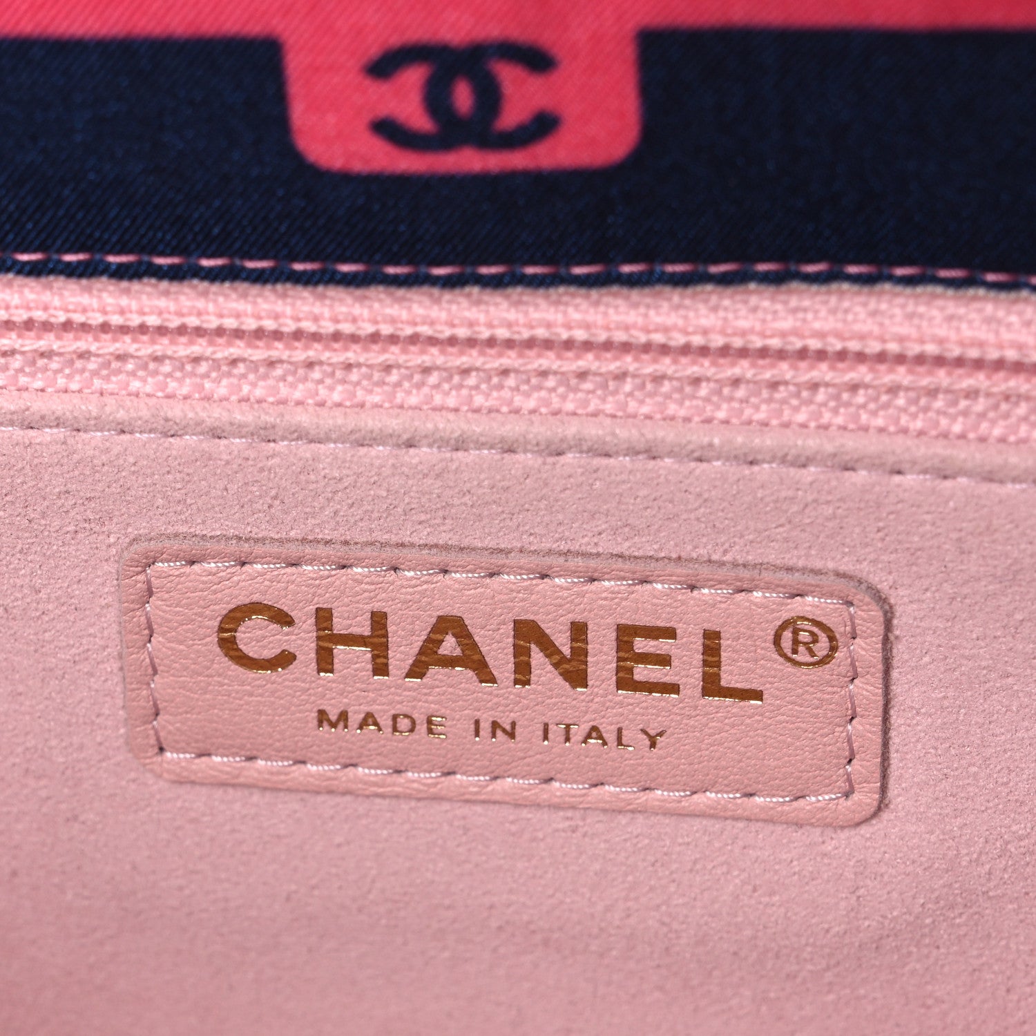 Chanel Nylon Printed Medium Flap Pink Navy White 6 of 10