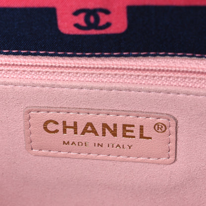 Chanel Nylon Printed Medium Flap Pink Navy White 6 of 10