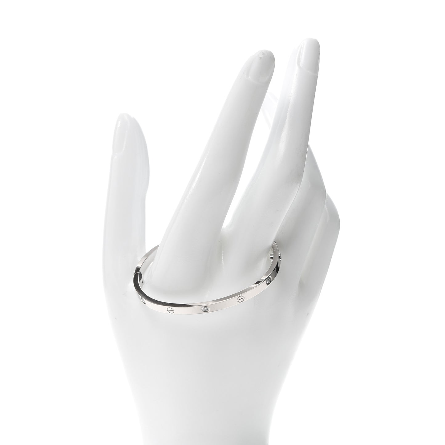 18K White Gold 6 Diamond Small LOVE Bracelet 15