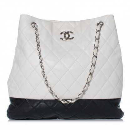 Chanel Lambskin Quilted Shoulder Bag White Black 1 of 7