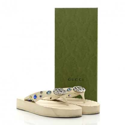 Gucci Rubber Crystal Embellished Thong Sandals 40 White 8 of 8