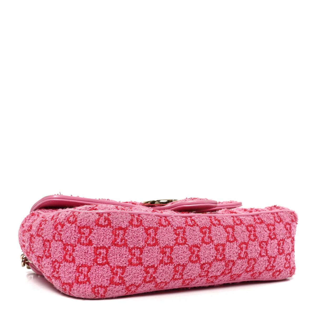 Sponge Boucle GG Monogram Small GG Marmont Shoulder Bag Pink Red