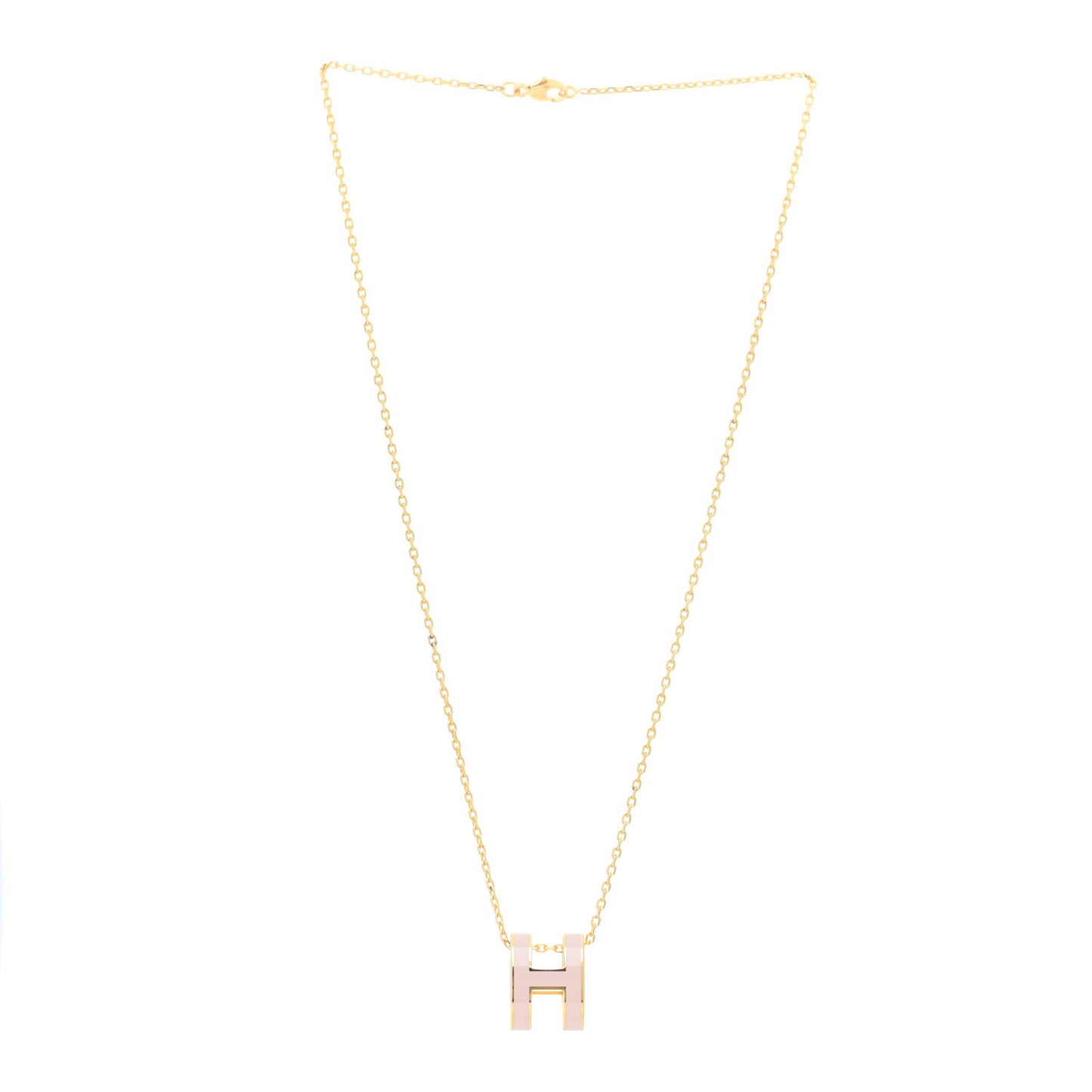 Lacquered Gold Pop H Pendant Necklace Rose Sakura