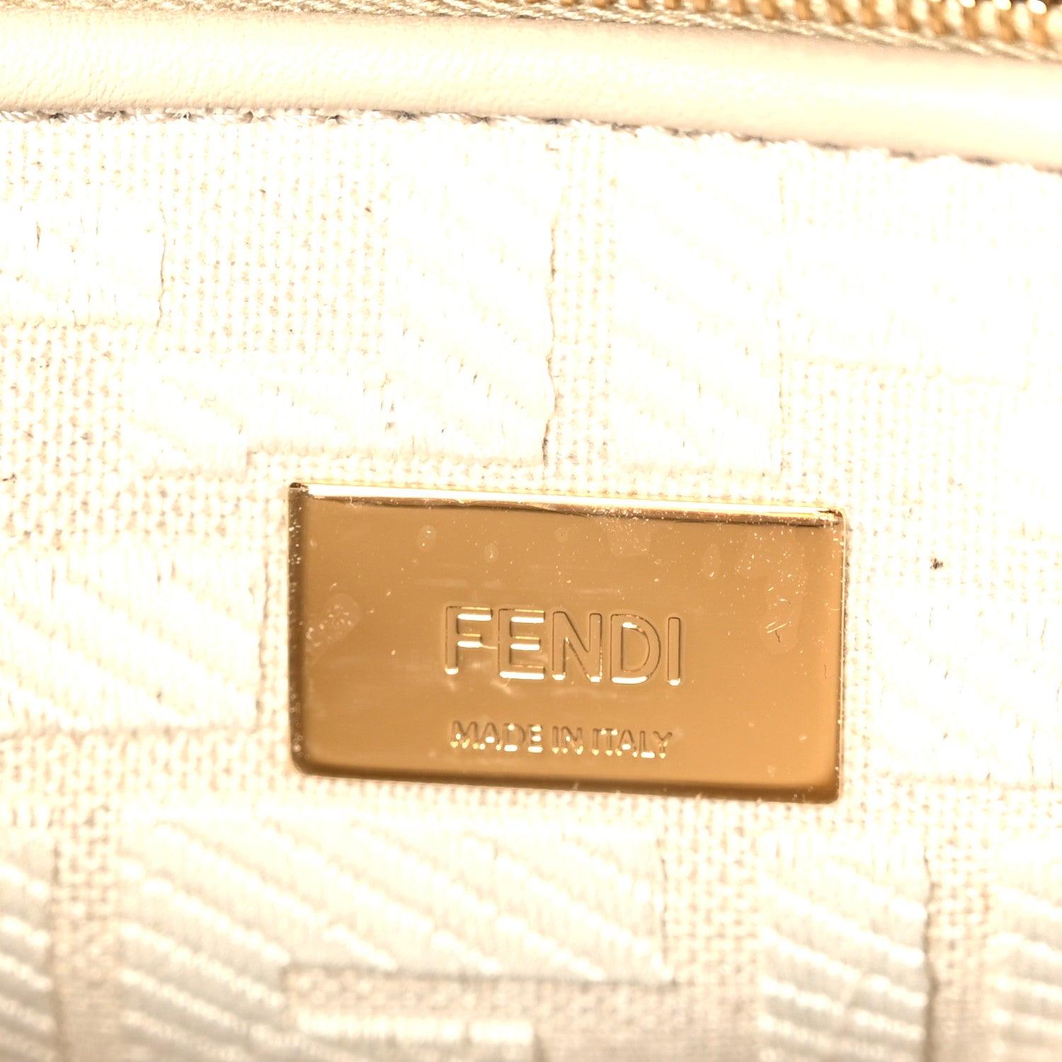 Fendi Vitello Seta Canvas FF Embroidered Mini Peekaboo Iconic