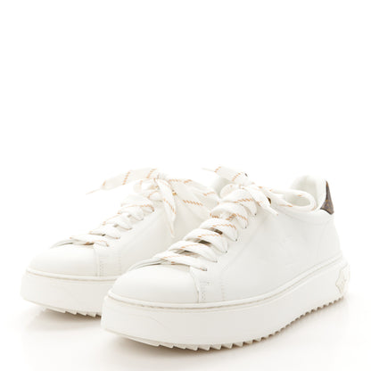 Louis Vuitton Calfskin Monogram Debossed Time Out Sneakers 38 White 4 of 11