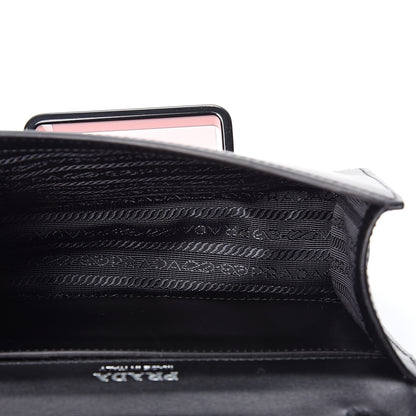 Prada City Calf Plex Ribbon Bag Black Rosa 4 of 8