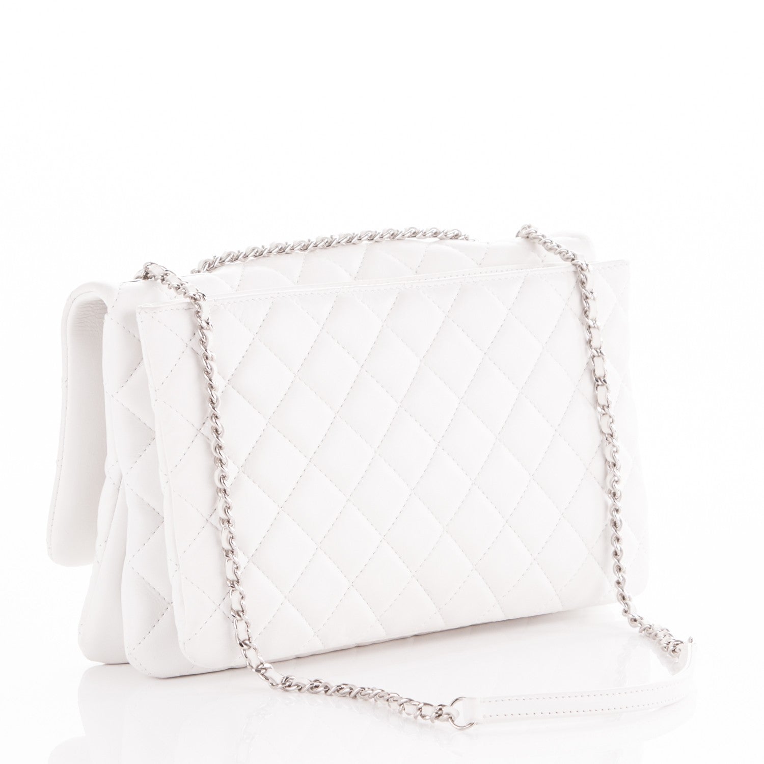 Chanel Lambskin Quilted Jumbo 3 Flap White 3 of 7