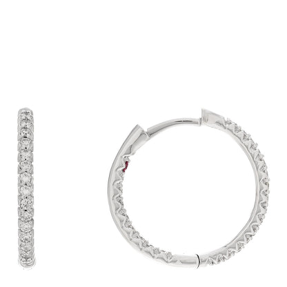 Roberto Coin 18K White Gold Diamond XS Hoop Pave Earrings 1 of 4
