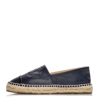 Chanel Lambskin CC Espadrilles 39 Navy Black 1 of 8