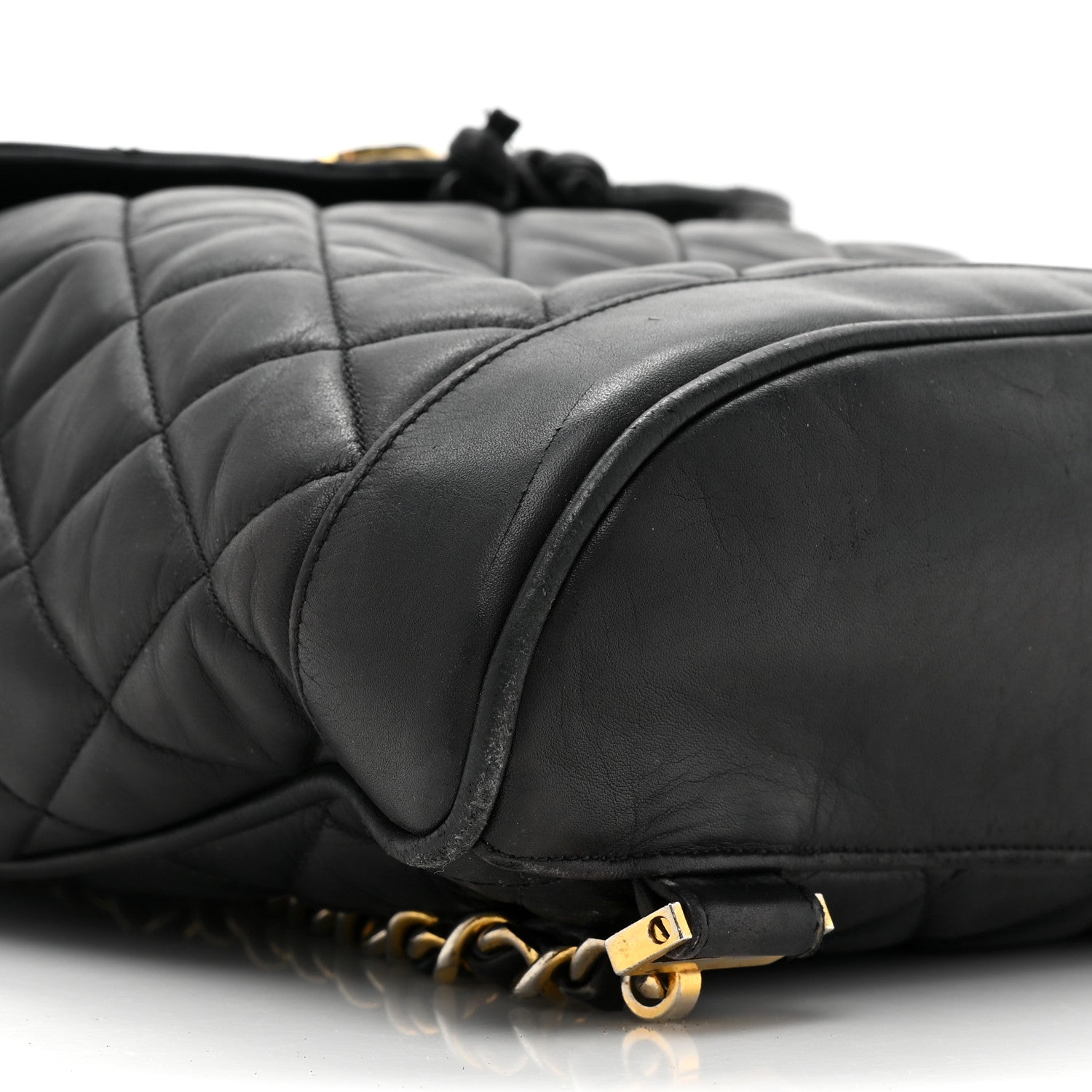 Chanel Lambskin Quilted Drawstring Backpack Black 10 of 16