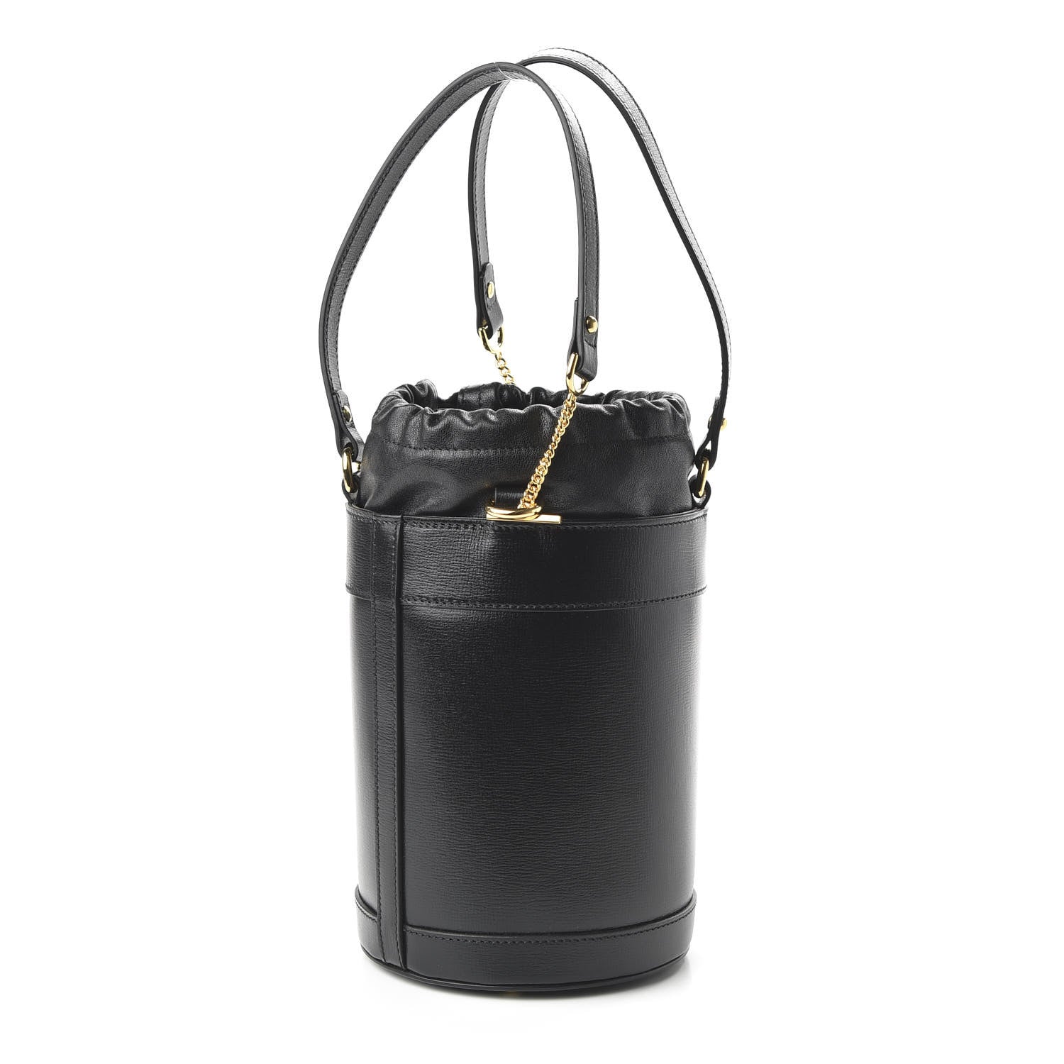 Gucci Azalea Sakai Calfskin Small Horsebit 1955 Drawstring Bucket Bag Black 3 of 10