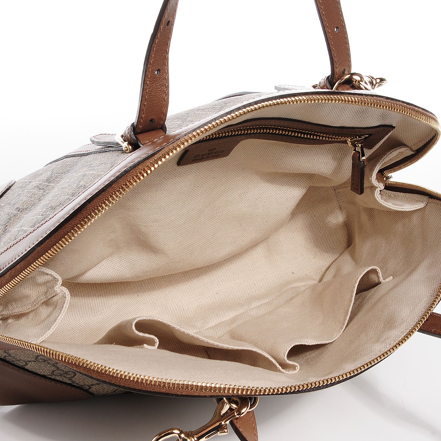 Gucci GG Supreme Monogram Margaux Calfskin Small Nice Top Handle Dome Bag Beige Ebony Acero 5 of 7