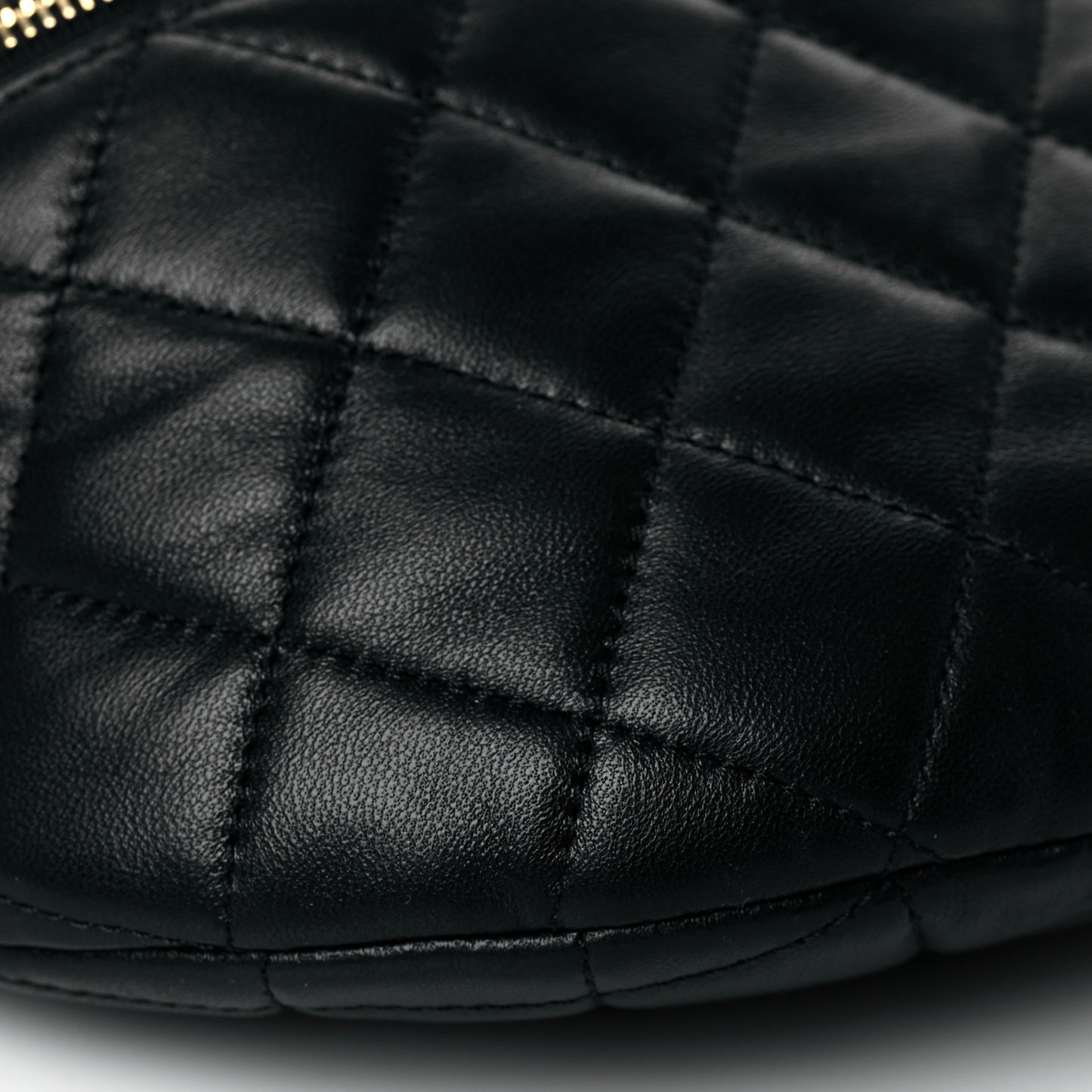 Lambskin Pearl Quilted CC Belt Bag Black