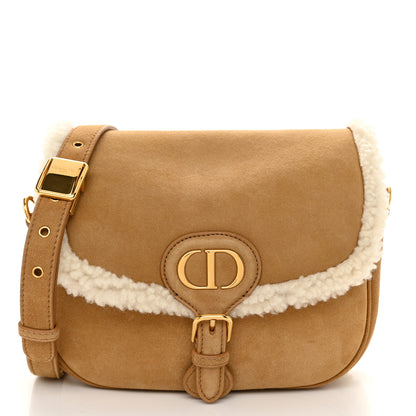 Christian Dior Suede Shearling Medium Bobby Flap Natural 1 of 9