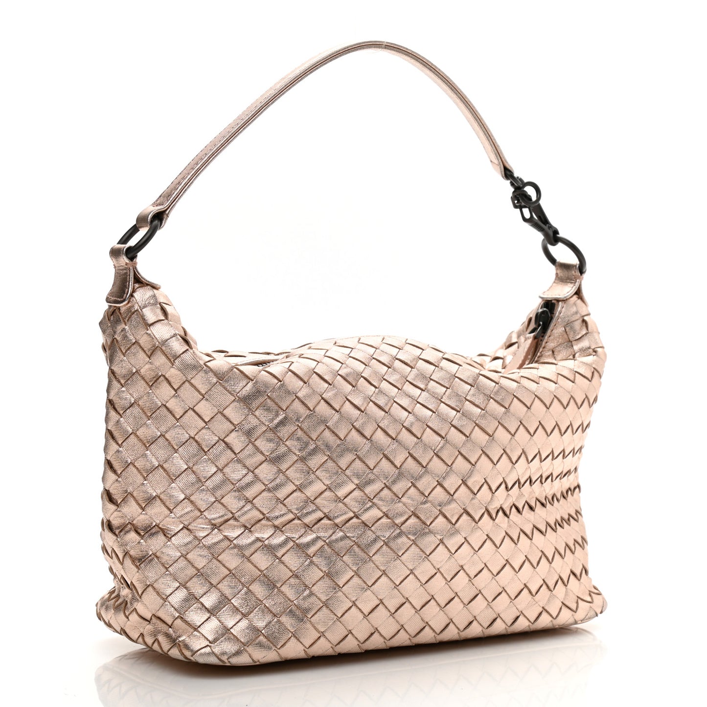 Metallic Grosgrain Intrecciato Ciambrino Bag Rose Gold