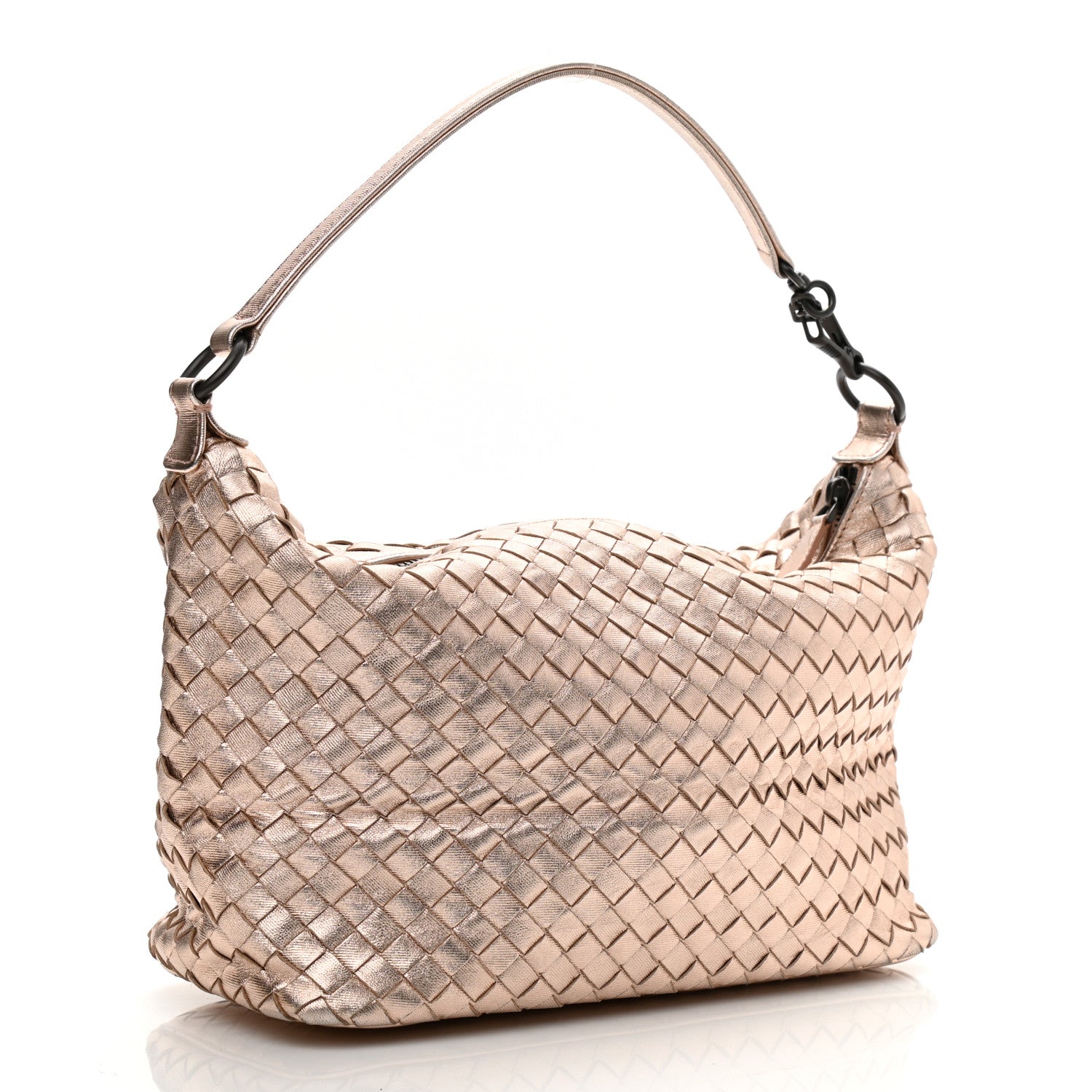 Bottega Veneta Metallic Grosgrain Intrecciato Ciambrino Bag Rose Gold 3 of 9