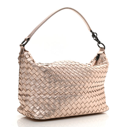 Bottega Veneta Metallic Grosgrain Intrecciato Ciambrino Bag Rose Gold 3 of 9