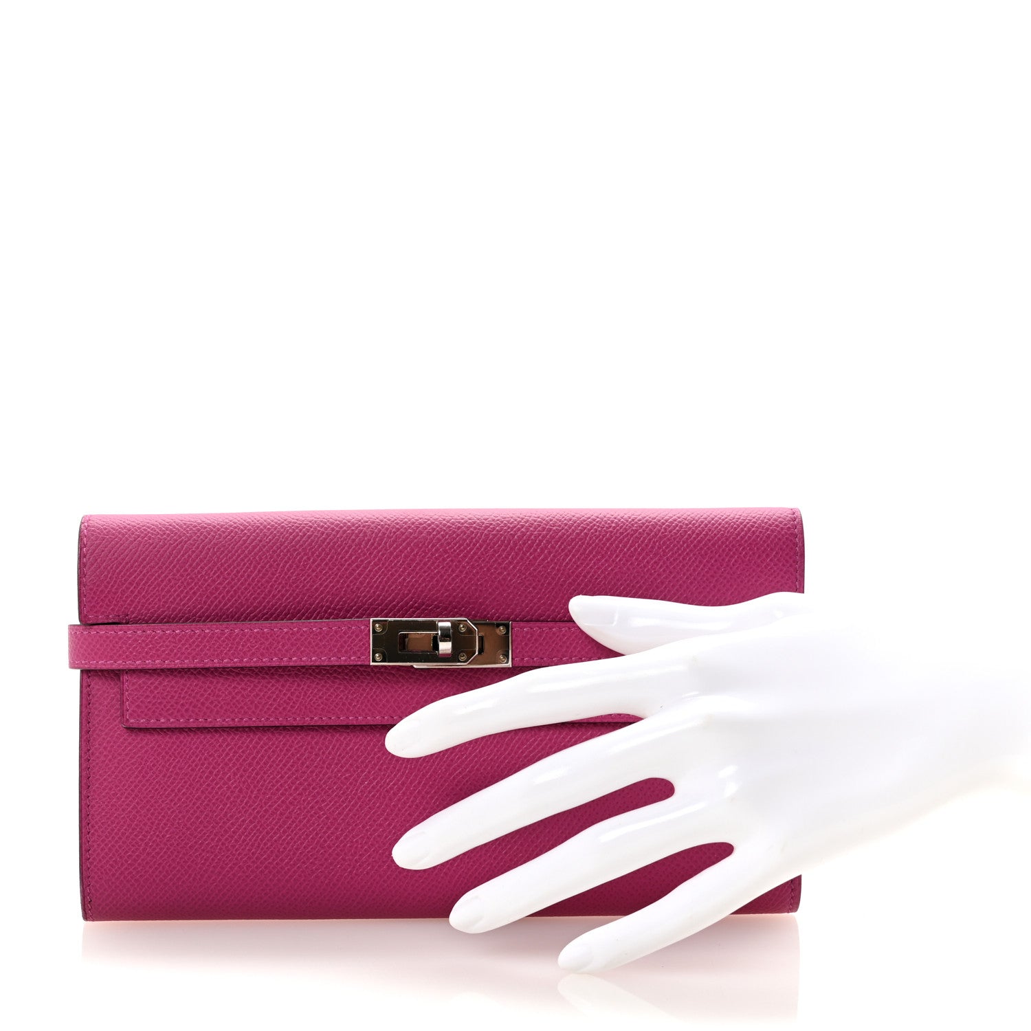 Hermes Epsom Kelly Longue Wallet Rose Pourpre 2 of 7
