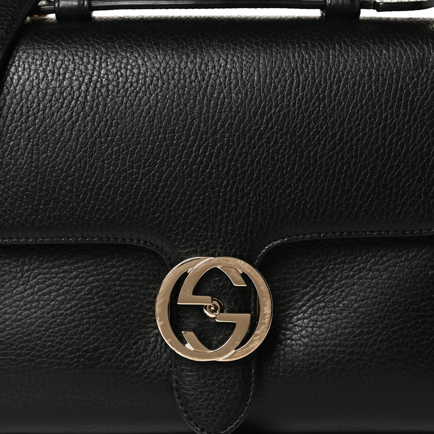 Dollar Calfskin Interlocking G Top Handle Shoulder Bag Black