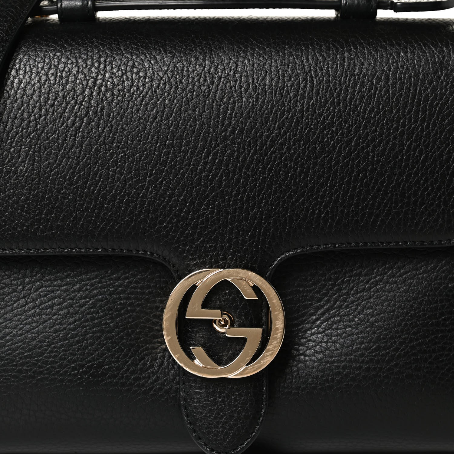 Gucci Dollar Calfskin Interlocking G Top Handle Shoulder Bag Black 9 of 13