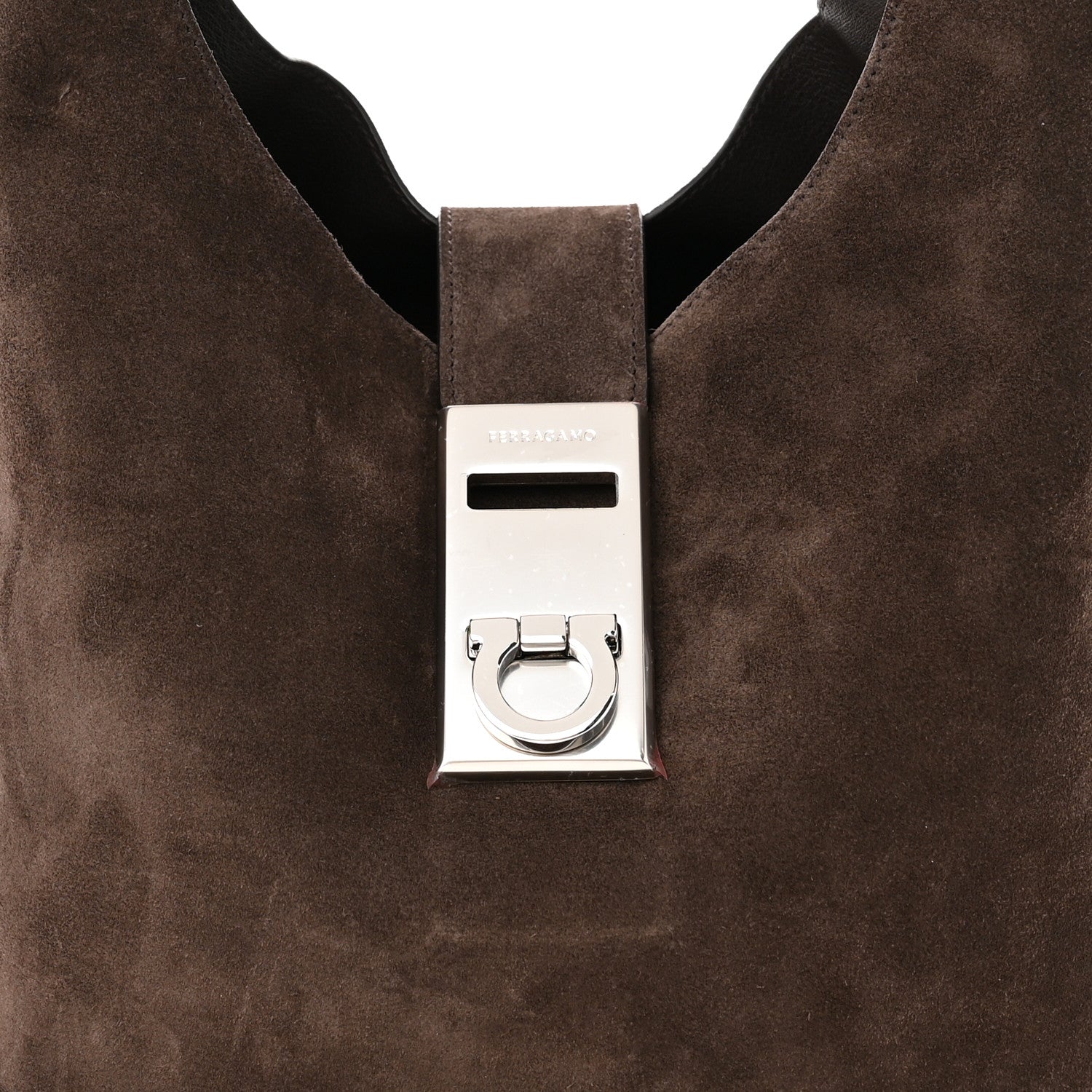 Salvatore Ferragamo Calfskin Suede Medium Archivo Gancio Hobo Testa di Moro 9 of 11