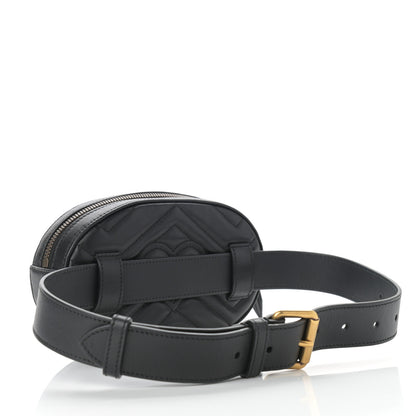 Gucci Calfskin Matelasse Animal Studs GG Marmont Belt Bag 65 26 Black 3 of 10