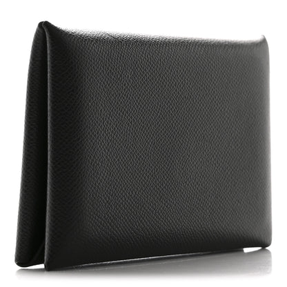Hermes Madam Calfskin Calvi Card Case Black 3 of 9