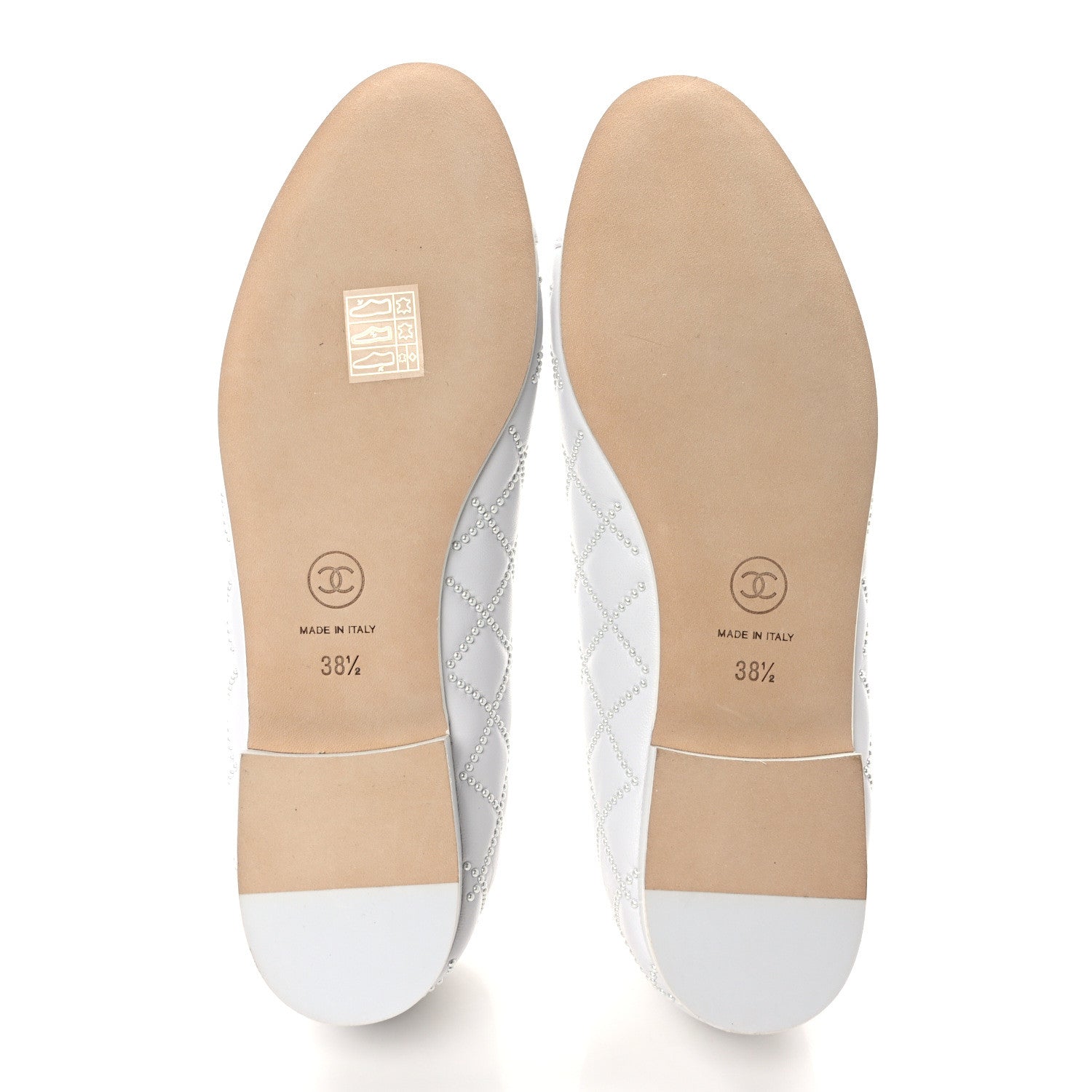 Chanel Lambskin Pearl Embroidered Quilted Cap Toe Ballerina Flats 38.5 White 5 of 9