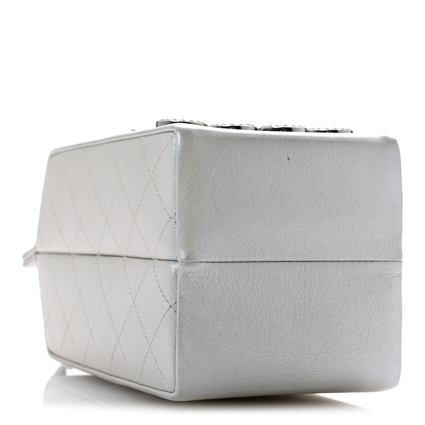 Metallic Goatskin Lait de Coco Milk Carton Bag Silver