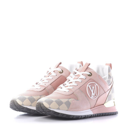 Louis Vuitton Suede Damier Azur Run Away Sneakers 38 Pink 3 of 8