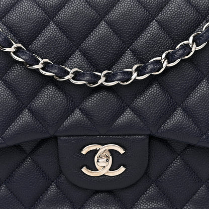 Chanel Caviar Quilted Jumbo Double Flap Navy Blue 8 of 12