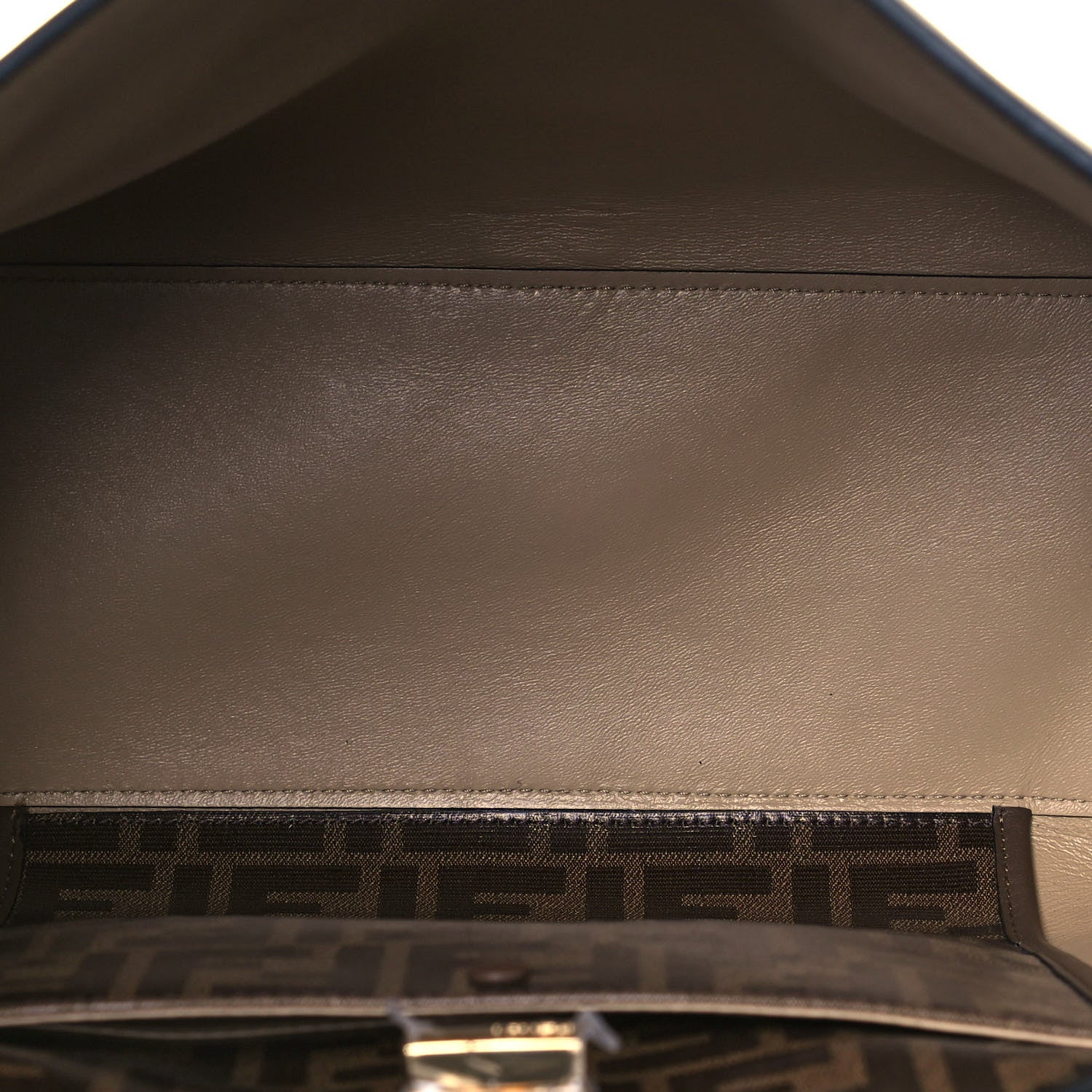 Fendi Vitello Seta Glazed Fabric FF 1974 Medium Peekaboo X-Lite Black Mogano Panna 5 of 12