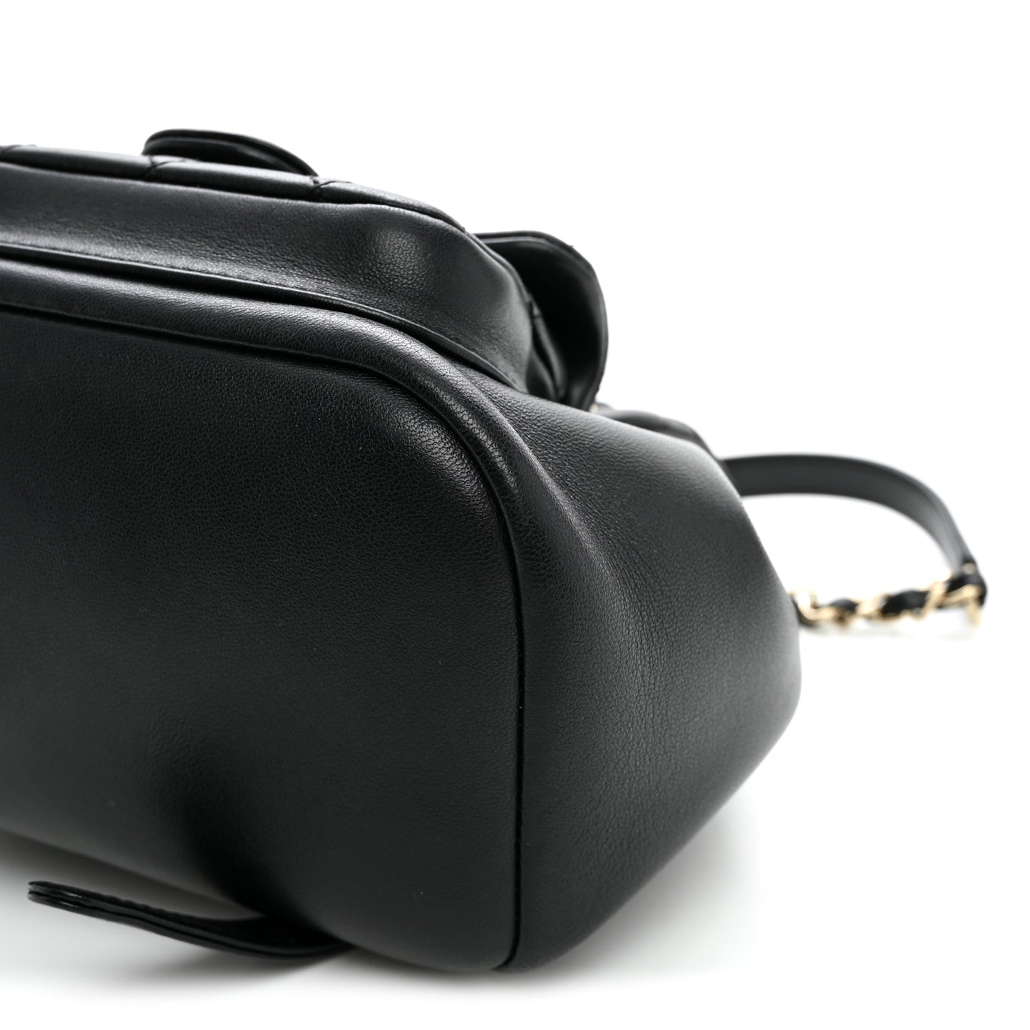 Lambskin Quilted Small Duma Drawstring Backpack Black