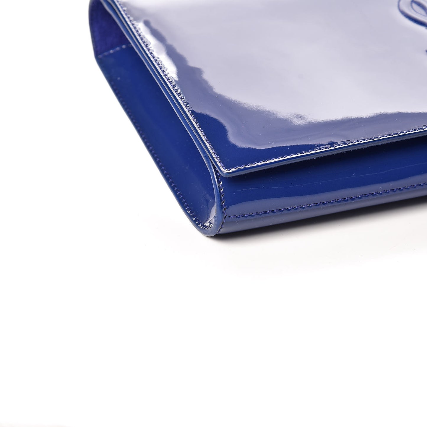 Patent Calfskin Monogram Large Belle De Jour Clutch Royal Blue