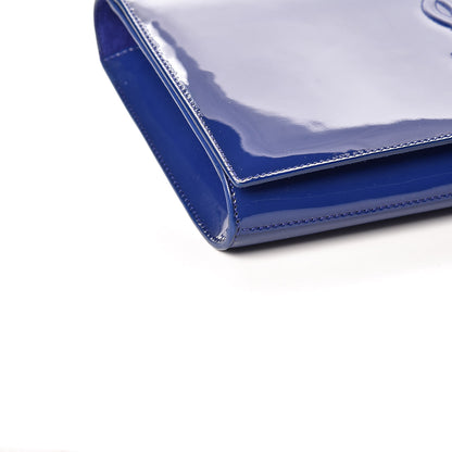Saint Laurent Patent Calfskin Monogram Large Belle De Jour Clutch Royal Blue 5 of 10