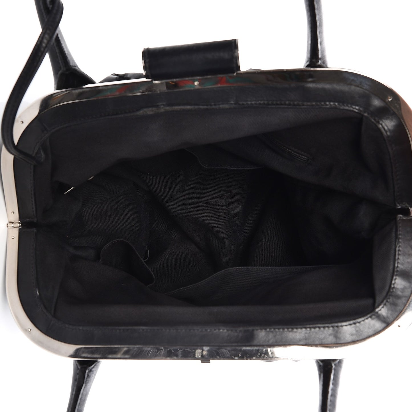 Calfskin Stitched Expandable Frame Bag Black