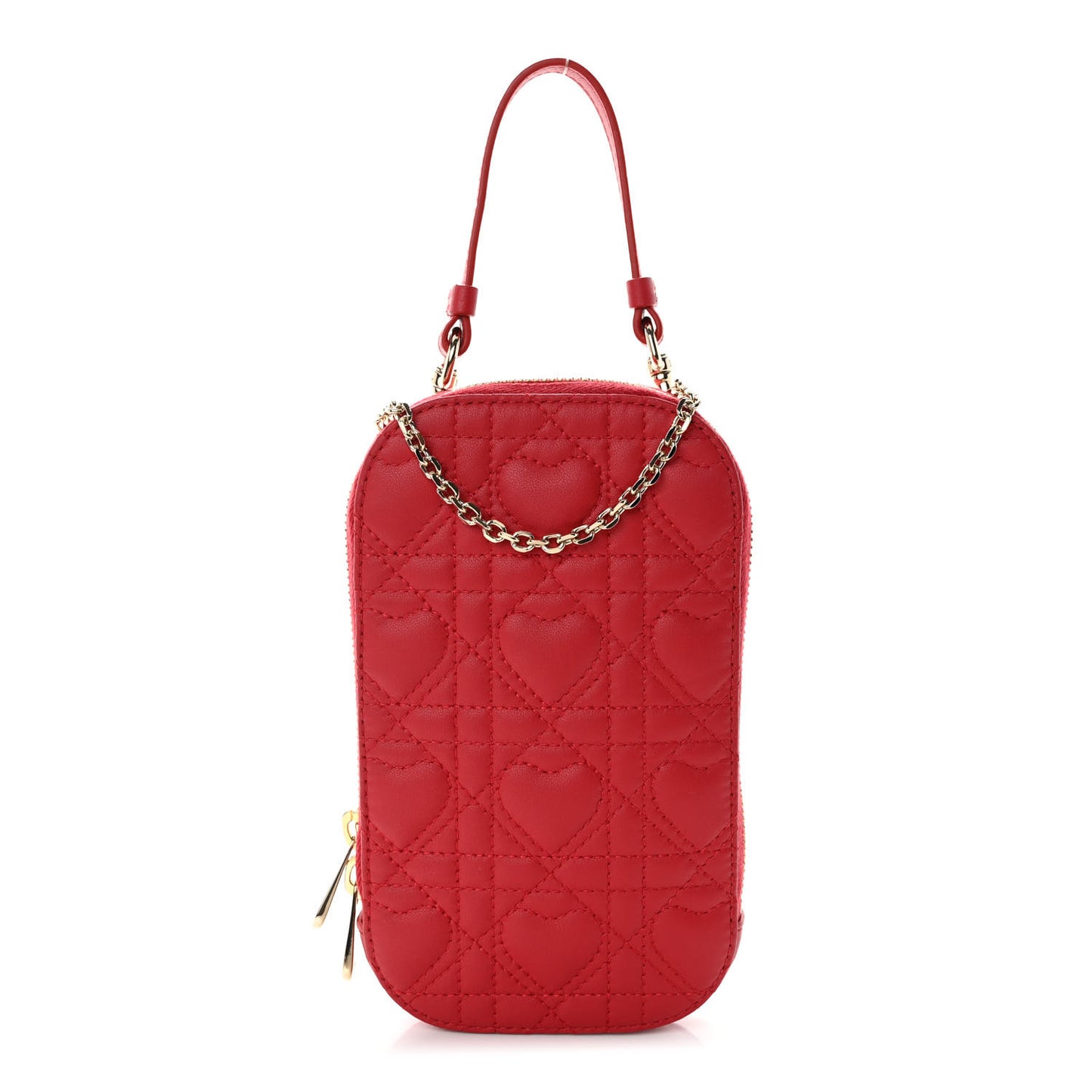 Lambskin Cannage Dioramour Lady Dior Phone Holder Bright Red