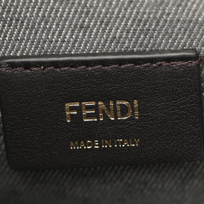 Fendi Chenille Vitello Grace FF Embroidered Small Fendi Sunshine Shopper Tote Dark Blue Grey 6 of 13