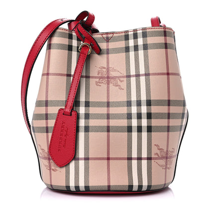 Burberry Haymarket Check Colours Small Lorne Bucket Crossbody Poppy Red 1 of 8