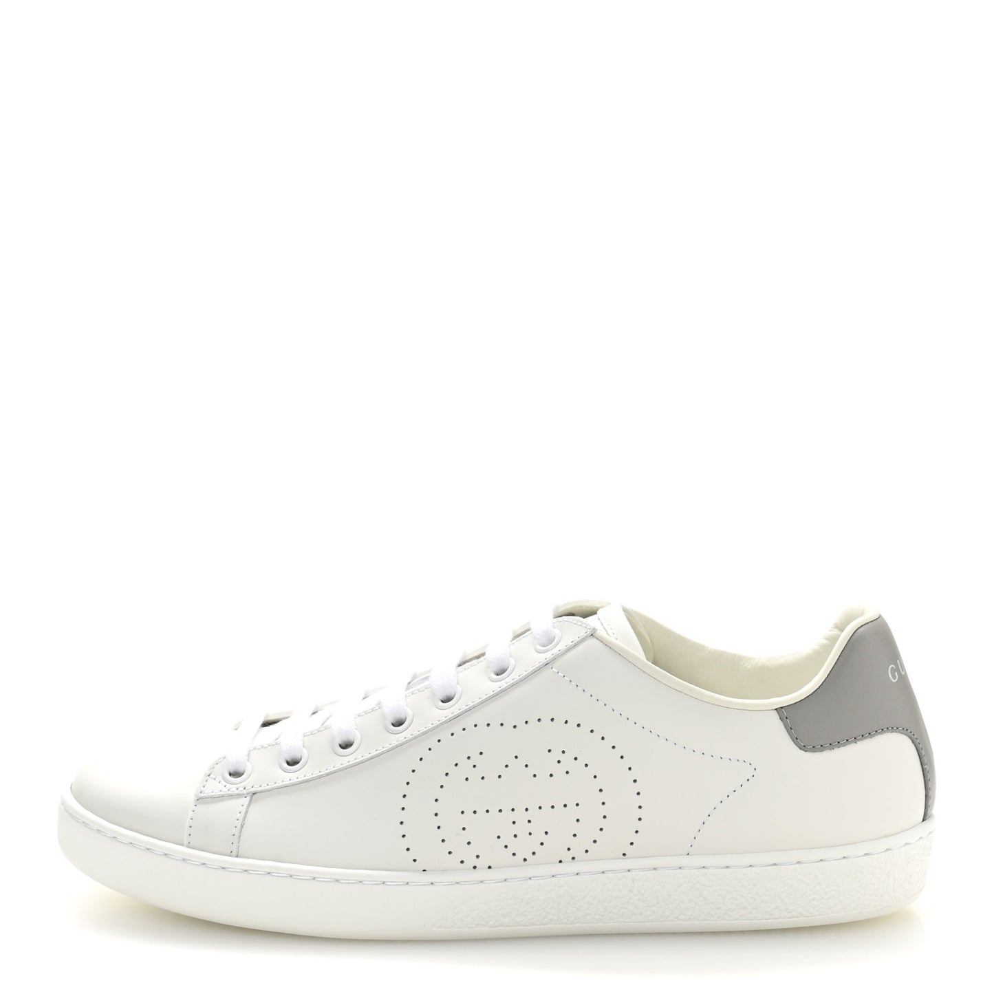Calfskin Interlocking G Perforated Womens Ace Sneakers 38.5 White Grey Sky