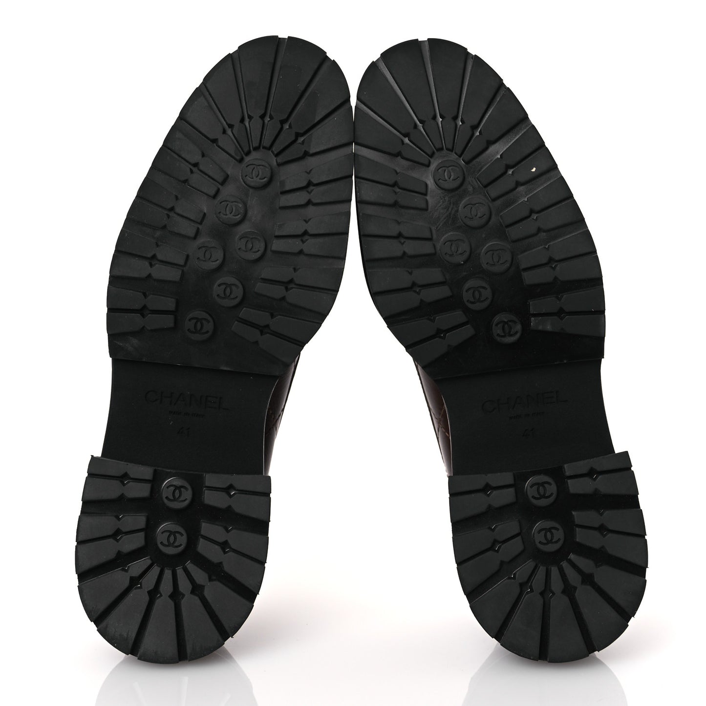 Calfskin Quilted CC Mocassin Loafers 41 Brown