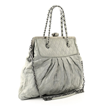Chanel Iridescent Calfskin Chic Quilt Frame Tote Light Grey 3 of 10
